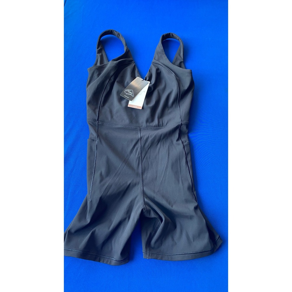 CALIA Inspire Short Bodysuit Pure Black Women Medium NWT UPF 50+ Romper WAX14219